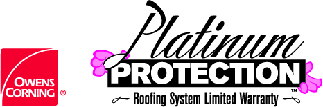Owens Corning Platinum Protection Roofing System Limited Warranty logo.